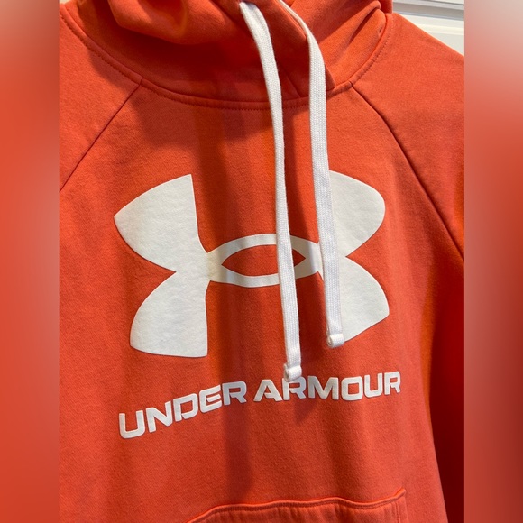 Under Armour Loose Fit Pink Coral Hoodie Sweatshirt Size Large - Picture 2 of 6